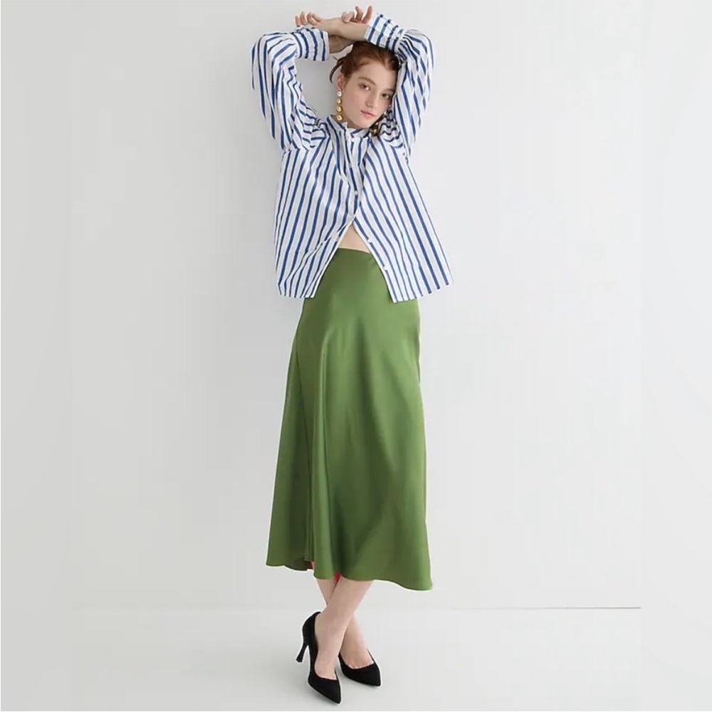 J. Crew Gwyneth Slip Skirt in Utility Green size M